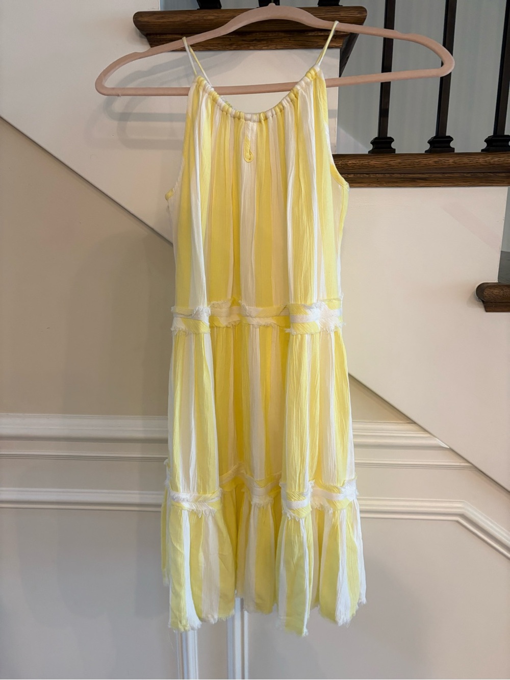 Nordstrom Yellow and White Striped Midi Dress